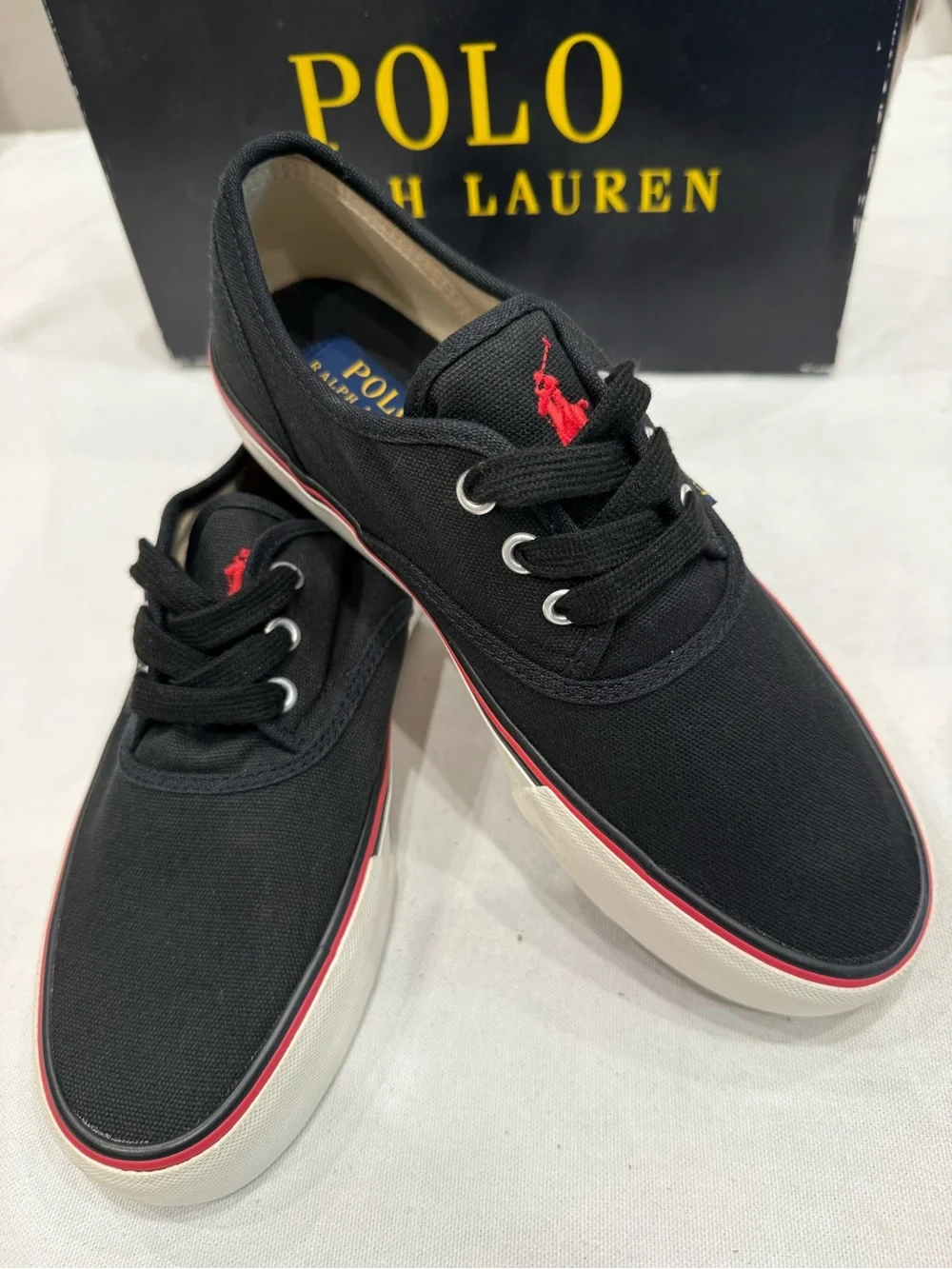 Polo Ralph Lauren Morray Color Black Canvas Sneaker Size 7